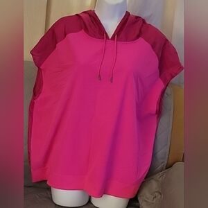 Women's Avia Pink Capped Hooded Breathable Shirt Size XL.